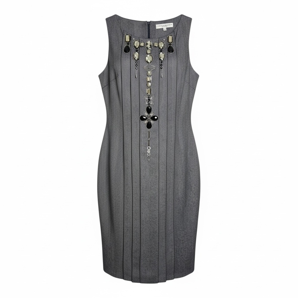 Carolina Herrera RARE Runway Sleeveless Rhinestone‎ Embellished Sheath Dress